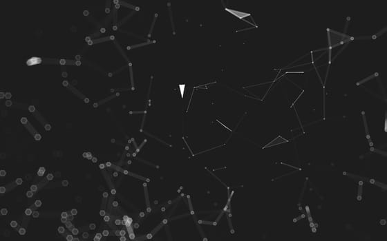 Abstract polygonal space low poly dark background with connecting dots and lines. Connection structure. 3d rendering