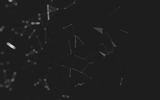 Abstract polygonal space low poly dark background with connecting dots and lines. Connection structure. 3d rendering