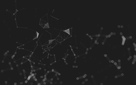 Abstract polygonal space low poly dark background with connecting dots and lines. Connection structure. 3d rendering