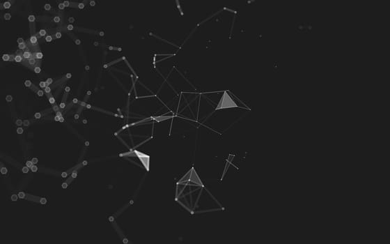 Abstract polygonal space low poly dark background with connecting dots and lines. Connection structure. 3d rendering