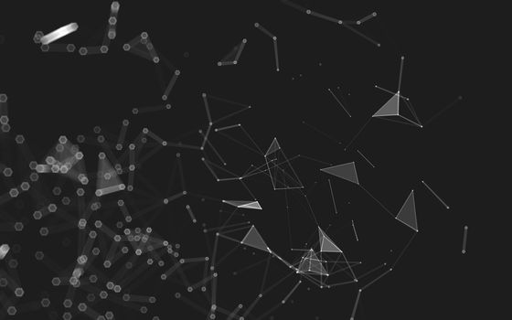 Abstract polygonal space low poly dark background with connecting dots and lines. Connection structure. 3d rendering