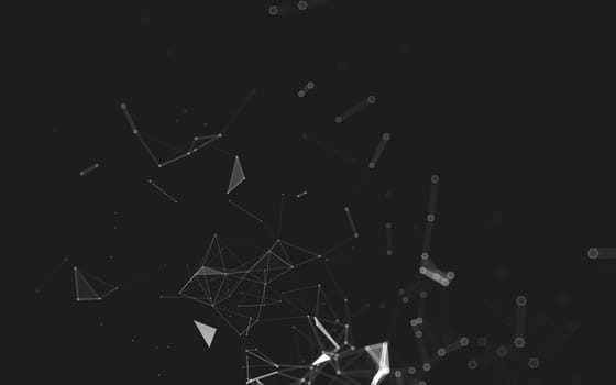 Abstract polygonal space low poly dark background with connecting dots and lines. Connection structure. 3d rendering