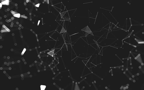 Abstract polygonal space low poly dark background with connecting dots and lines. Connection structure. 3d rendering