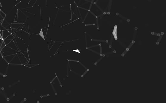 Abstract polygonal space low poly dark background with connecting dots and lines. Connection structure. 3d rendering