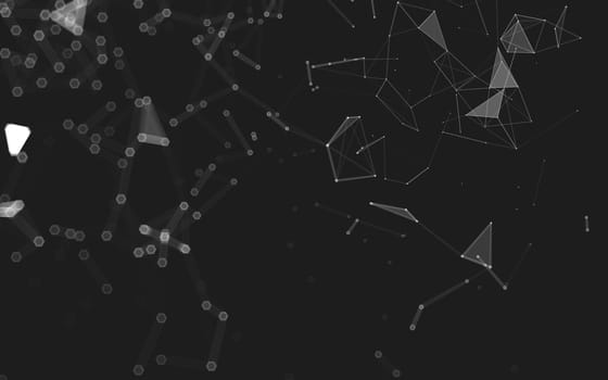 Abstract polygonal space low poly dark background with connecting dots and lines. Connection structure. 3d rendering