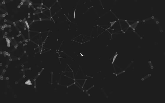 Abstract polygonal space low poly dark background with connecting dots and lines. Connection structure. 3d rendering