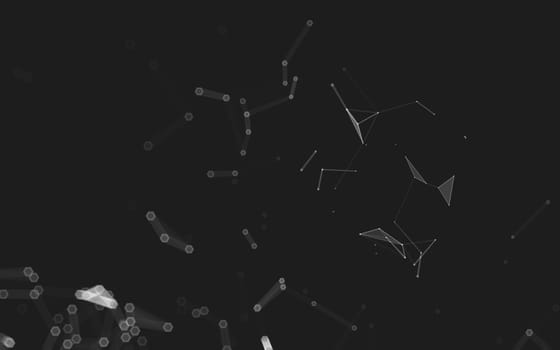 Abstract polygonal space low poly dark background with connecting dots and lines. Connection structure. 3d rendering