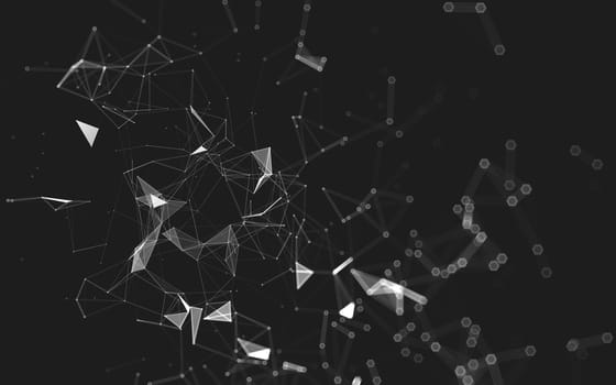 Abstract polygonal space low poly dark background with connecting dots and lines. Connection structure. 3d rendering