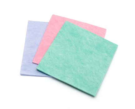 A stack of fabric napkins for household isolated on white