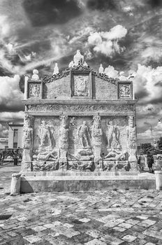 Greek Fountain, iconic landmark in Gallipoli, Salento, Apulia, Italy