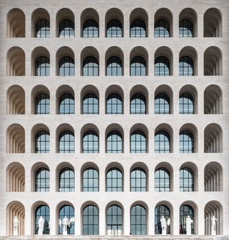 ROME - MARCH 12:  The Palazzo della Civilta Italiana, aka Square Colosseum, in Rome, March 12, 2016. The monument lies in the EUR financial district in Rome