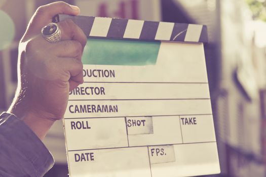 behind the scene, Film Slate on set