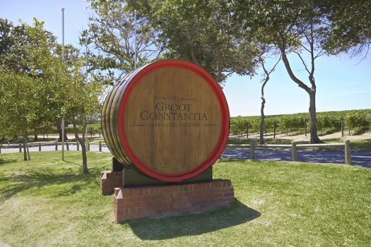 Groot Constantia Estate in Cape Town, South Africa. Groot Constantia, the finest producing vineyard, founded in 1685 Wine Barrel.
Situated in the eastern side of Table Mountain.
Photo taken on: December twelfth, 2013