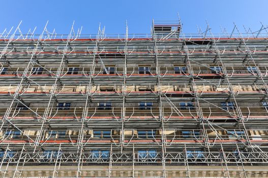 Scaffolding in Paris, renovation of an ancient building