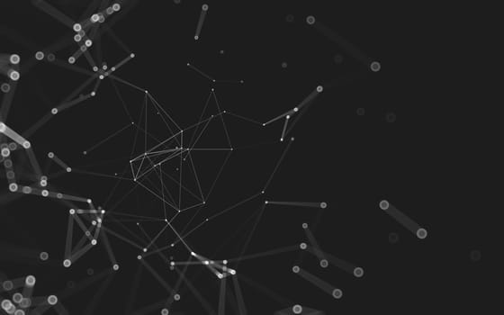 Abstract polygonal space low poly dark background with connecting dots and lines. Connection structure. 3d rendering