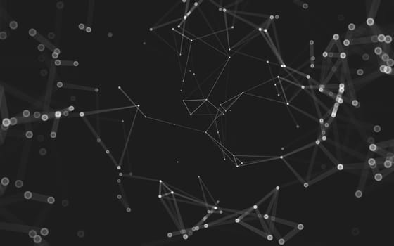 Abstract polygonal space low poly dark background with connecting dots and lines. Connection structure. 3d rendering