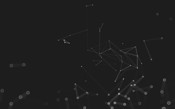 Abstract polygonal space low poly dark background with connecting dots and lines. Connection structure. 3d rendering