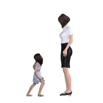 Mother Daughter Interaction of Rebellious Child as an Illustration Concept