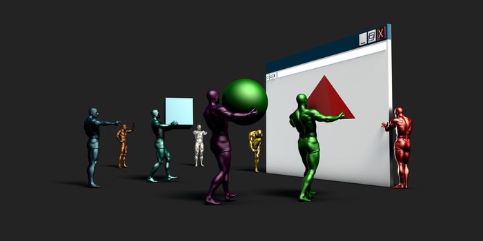Web Design Concept with Small Workers Creating Website