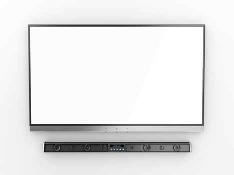 Front view of flat screen tv and soundbar 