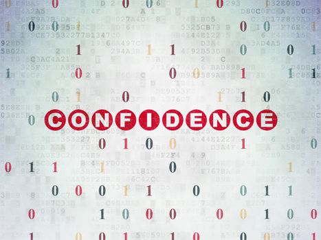 Finance concept: Painted red text Confidence on Digital Data Paper background with Binary Code