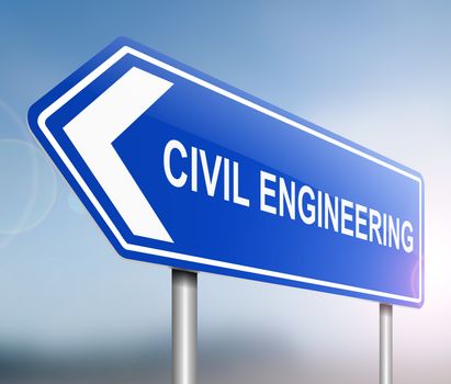 Illustration depicting a sign with a civil engineering concept.