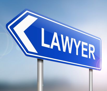 Illustration depicting a sign with a lawyer concept.