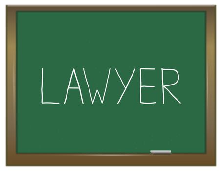 Illustration depicting a green chalkboard with a Lawyer concept.