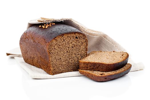 sliced of rye bread, isolated on white background