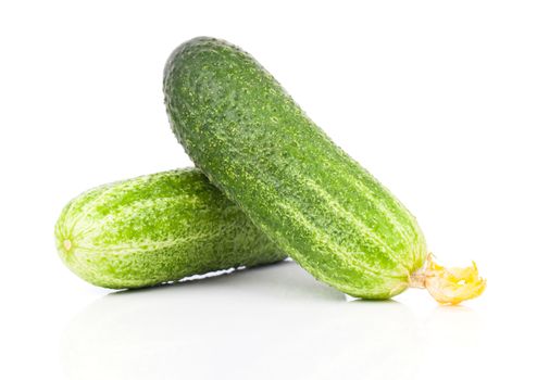 Cucumbers on white background