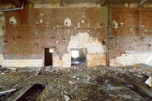 ruins of a very heavily polluted industrial factory, place was known as one of the most polluted towns in Europe, industrial series