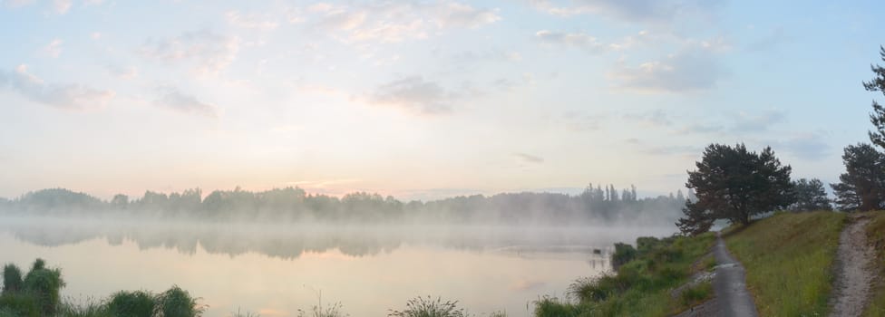 blue lake with cloudy sky, nature series