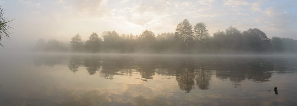 blue lake with cloudy sky, nature series
