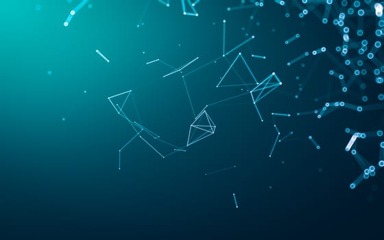 Abstract polygonal space low poly dark background with connecting dots and lines. Connection structure. 3d rendering