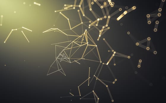 Abstract polygonal space low poly dark background with connecting dots and lines. Connection structure. 3d rendering