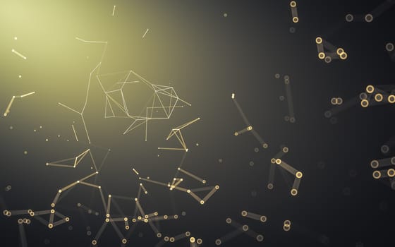 Abstract polygonal space low poly dark background with connecting dots and lines. Connection structure. 3d rendering