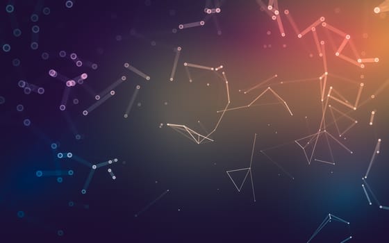 Abstract polygonal space low poly dark background with connecting dots and lines. Connection structure. 3d rendering