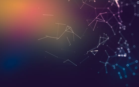 Abstract polygonal space low poly dark background with connecting dots and lines. Connection structure. 3d rendering