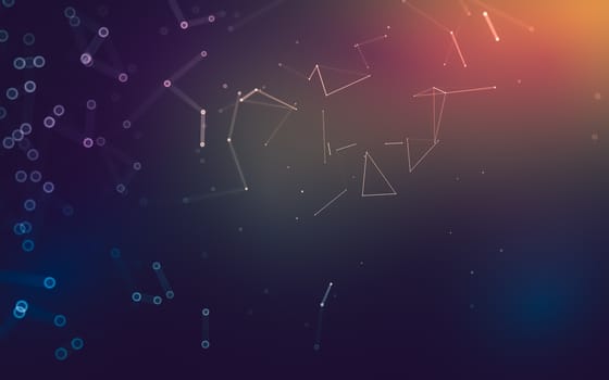 Abstract polygonal space low poly dark background with connecting dots and lines. Connection structure. 3d rendering