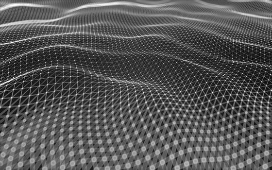 Abstract polygonal space low poly dark background with connecting dots and lines. Connection structure. 3d rendering