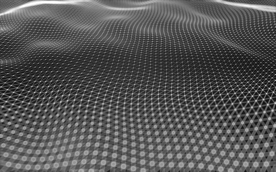 Abstract polygonal space low poly dark background with connecting dots and lines. Connection structure. 3d rendering