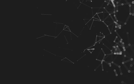 Abstract polygonal space low poly dark background with connecting dots and lines. Connection structure. 3d rendering