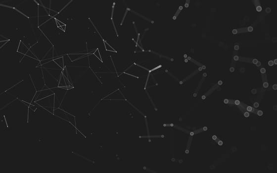 Abstract polygonal space low poly dark background with connecting dots and lines. Connection structure. 3d rendering