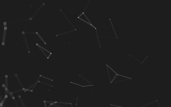 Abstract polygonal space low poly dark background with connecting dots and lines. Connection structure. 3d rendering