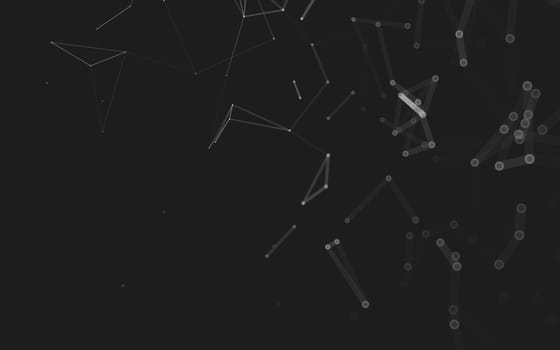 Abstract polygonal space low poly dark background with connecting dots and lines. Connection structure. 3d rendering