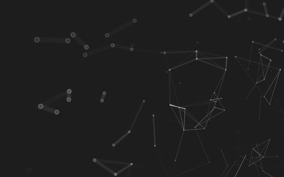 Abstract polygonal space low poly dark background with connecting dots and lines. Connection structure. 3d rendering