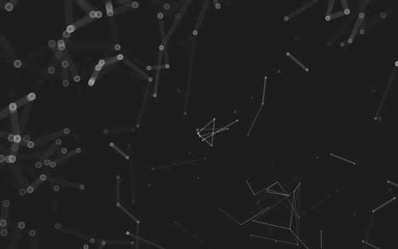 Abstract polygonal space low poly dark background with connecting dots and lines. Connection structure. 3d rendering