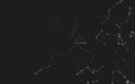 Abstract polygonal space low poly dark background with connecting dots and lines. Connection structure. 3d rendering