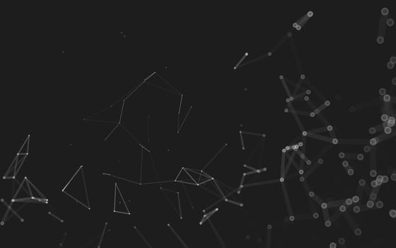 Abstract polygonal space low poly dark background with connecting dots and lines. Connection structure. 3d rendering