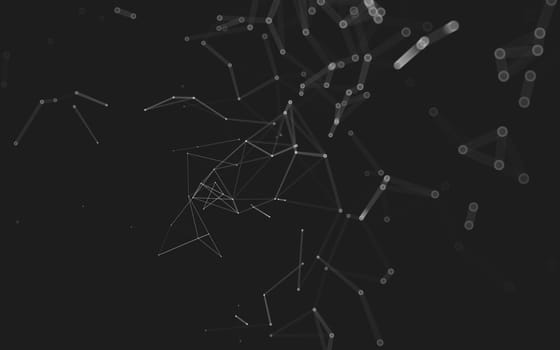 Abstract polygonal space low poly dark background with connecting dots and lines. Connection structure. 3d rendering